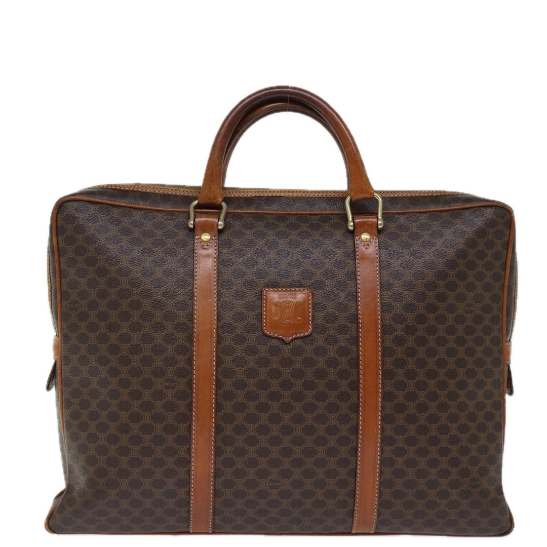 Celine Macadam Canvas Business Bag PVC Leather Brown  ep4097