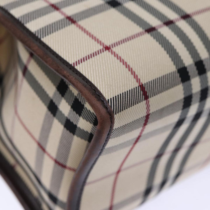 Burberry Nova Check Hand Bag Canvas Beige Auth ep4103