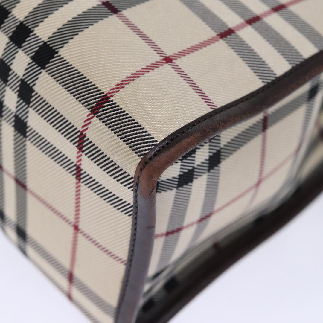Burberry Nova Check Hand Bag Canvas Beige Auth ep4103