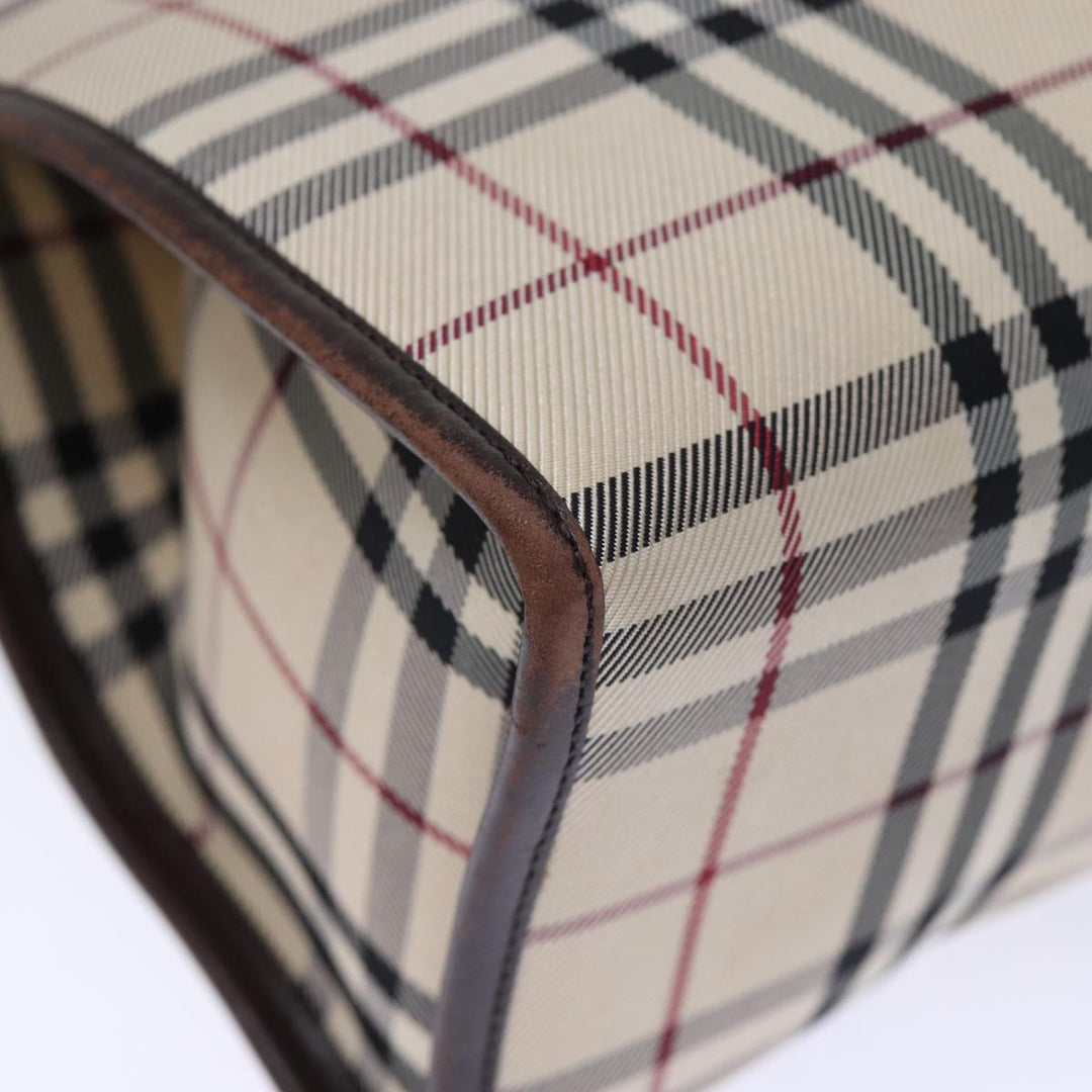 Burberry Nova Check Hand Bag Canvas Beige Auth ep4103