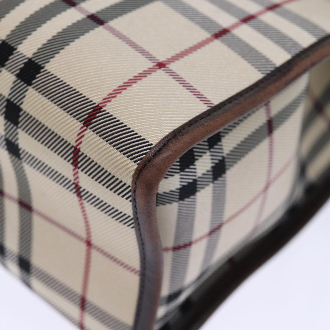 Burberry Nova Check Hand Bag Canvas Beige Auth ep4103