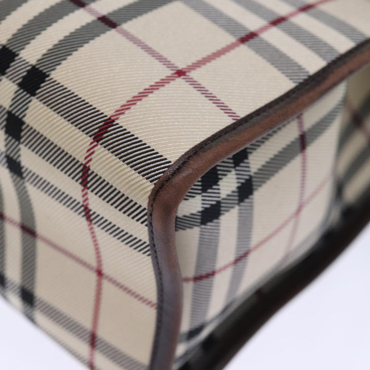 Burberry Nova Check Hand Bag Canvas Beige Auth ep4103