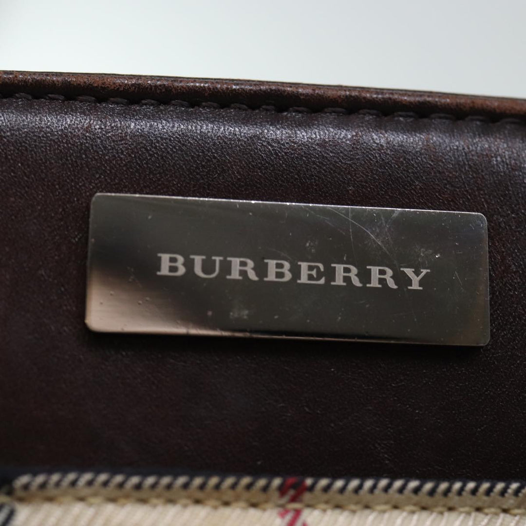 Burberry Nova Check Hand Bag Canvas Beige Auth ep4103