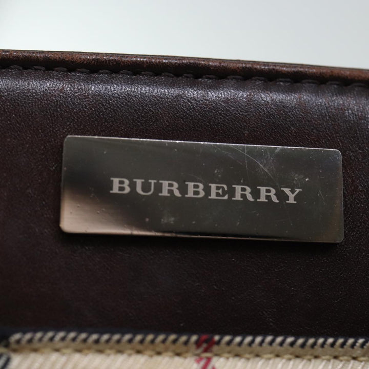 Burberry Nova Check Hand Bag Canvas Beige Auth ep4103