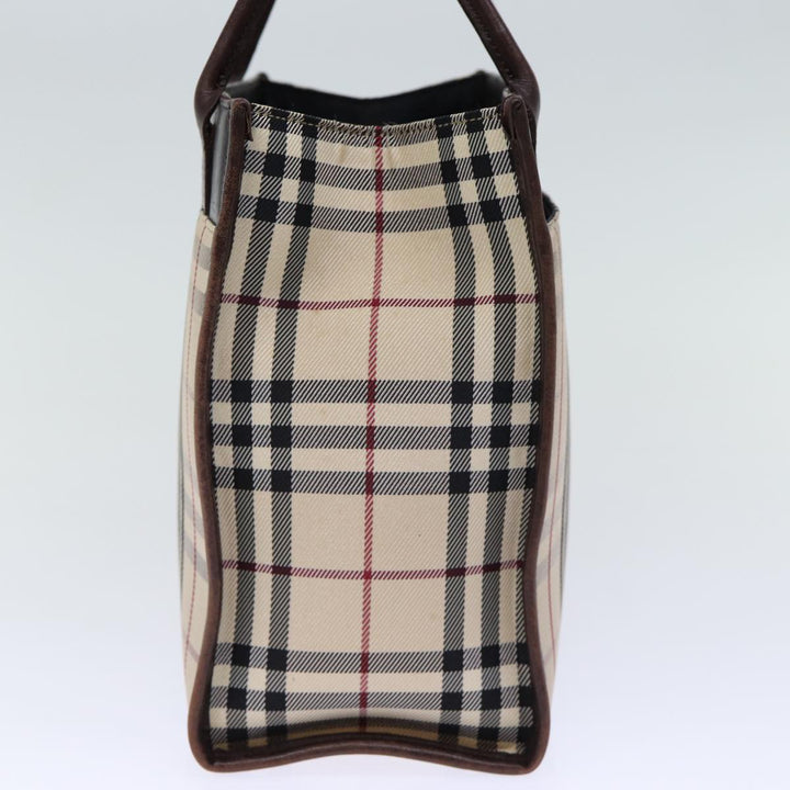 Burberry Nova Check Hand Bag Canvas Beige Auth ep4103