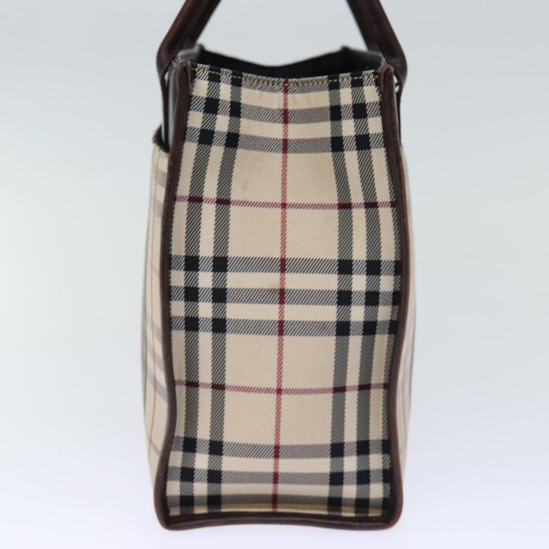Burberry Nova Check Hand Bag Canvas Beige Auth ep4103