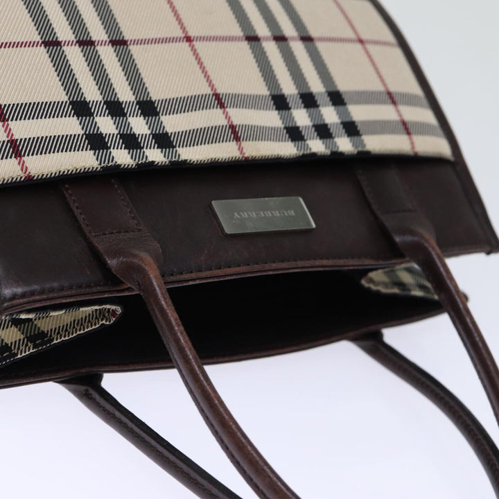 Burberry Nova Check Hand Bag Canvas Beige Auth ep4103