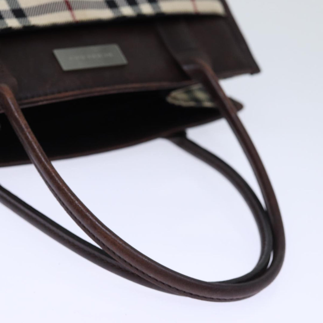Burberry Nova Check Hand Bag Canvas Beige Auth ep4103