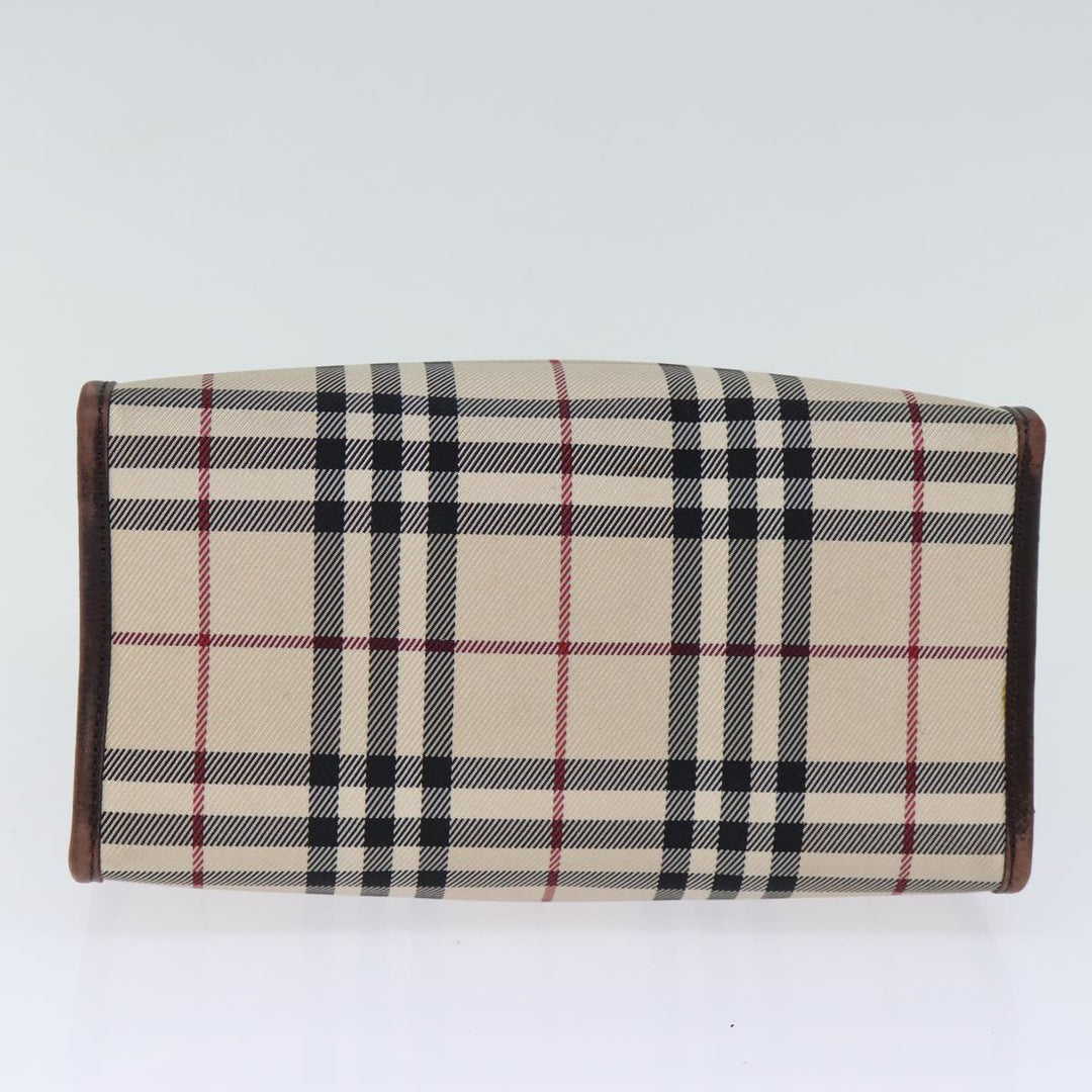 Burberry Nova Check Hand Bag Canvas Beige Auth ep4103