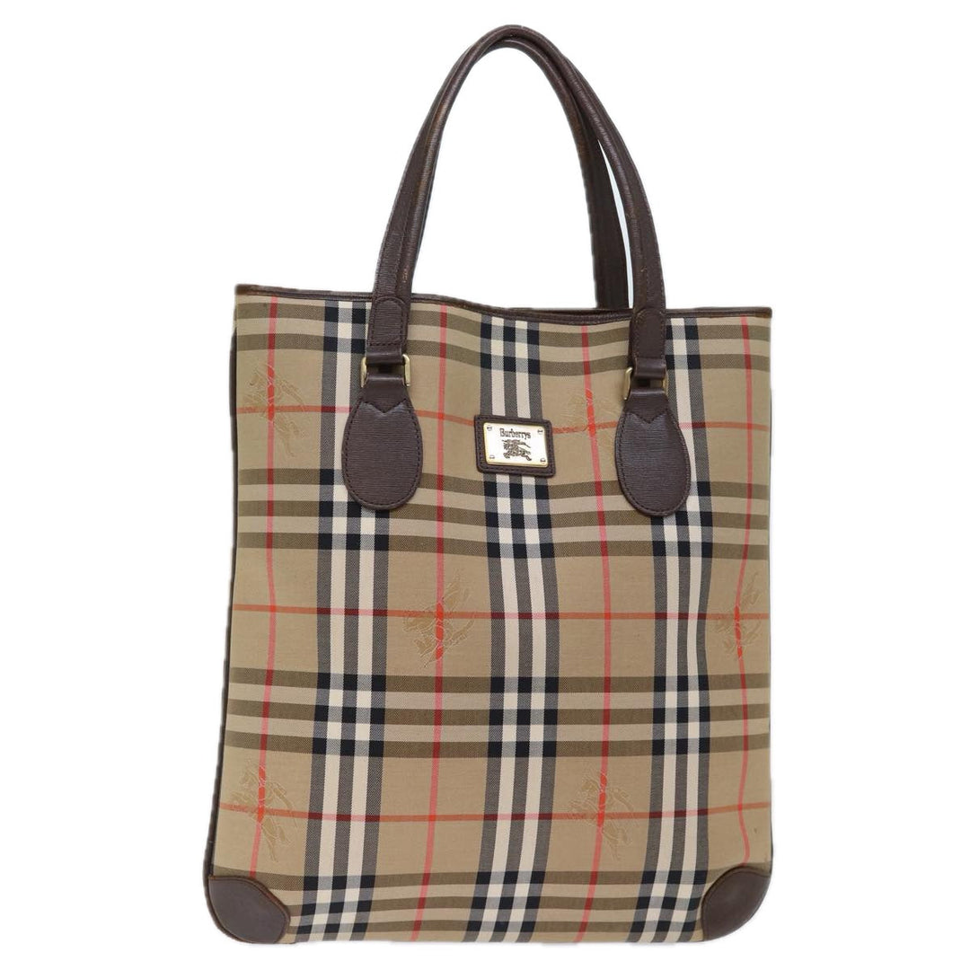BurberrySs Nova Check Tote Bag Canvas Beige Auth ep4173