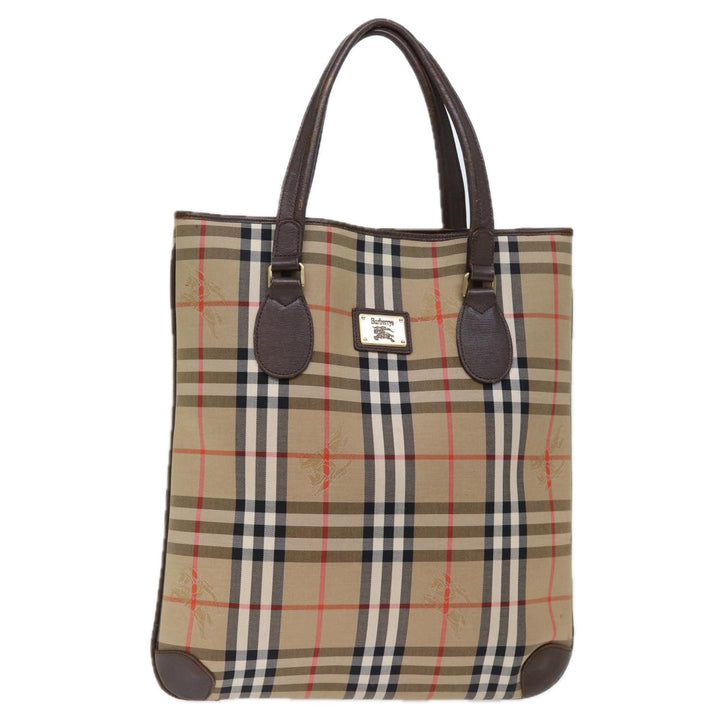 BurberrySs Nova Check Tote Bag Canvas Beige Auth ep4173