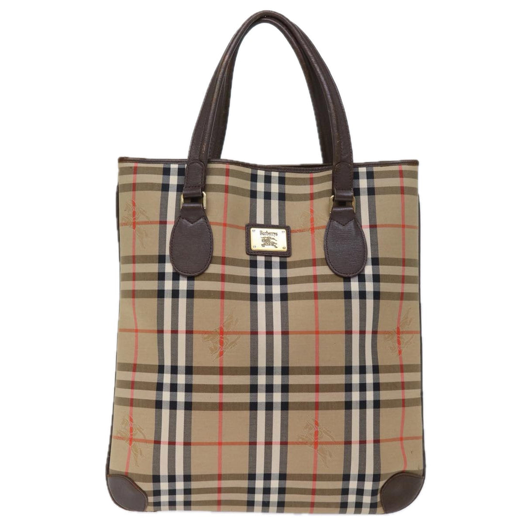 BurberrySs Nova Check Tote Bag Canvas Beige Auth ep4173