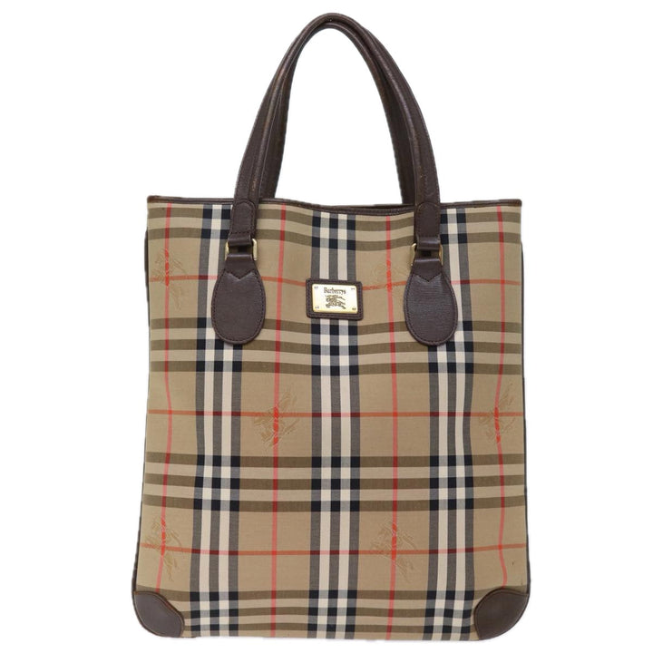 BurberrySs Nova Check Tote Bag Canvas Beige Auth ep4173