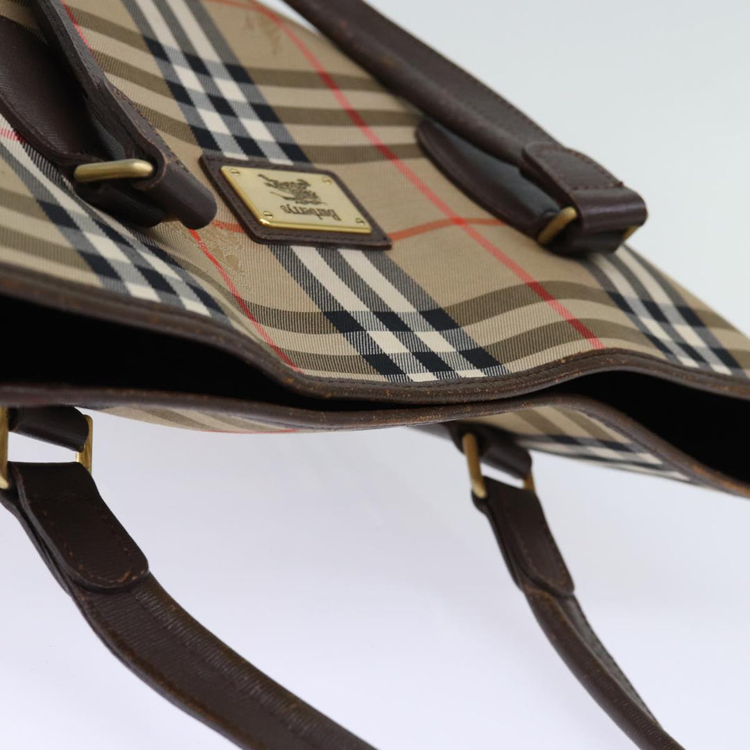 BurberrySs Nova Check Tote Bag Canvas Beige Auth ep4173