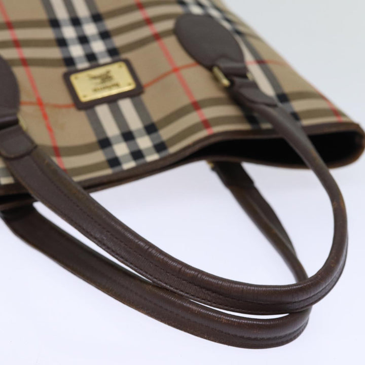 BurberrySs Nova Check Tote Bag Canvas Beige Auth ep4173