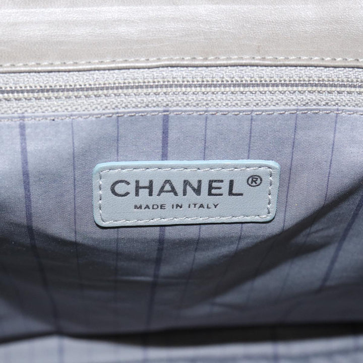 Chanel Matelasse Turn Lock Hand Bag Enamel 2way Gray CC Auth ep4178