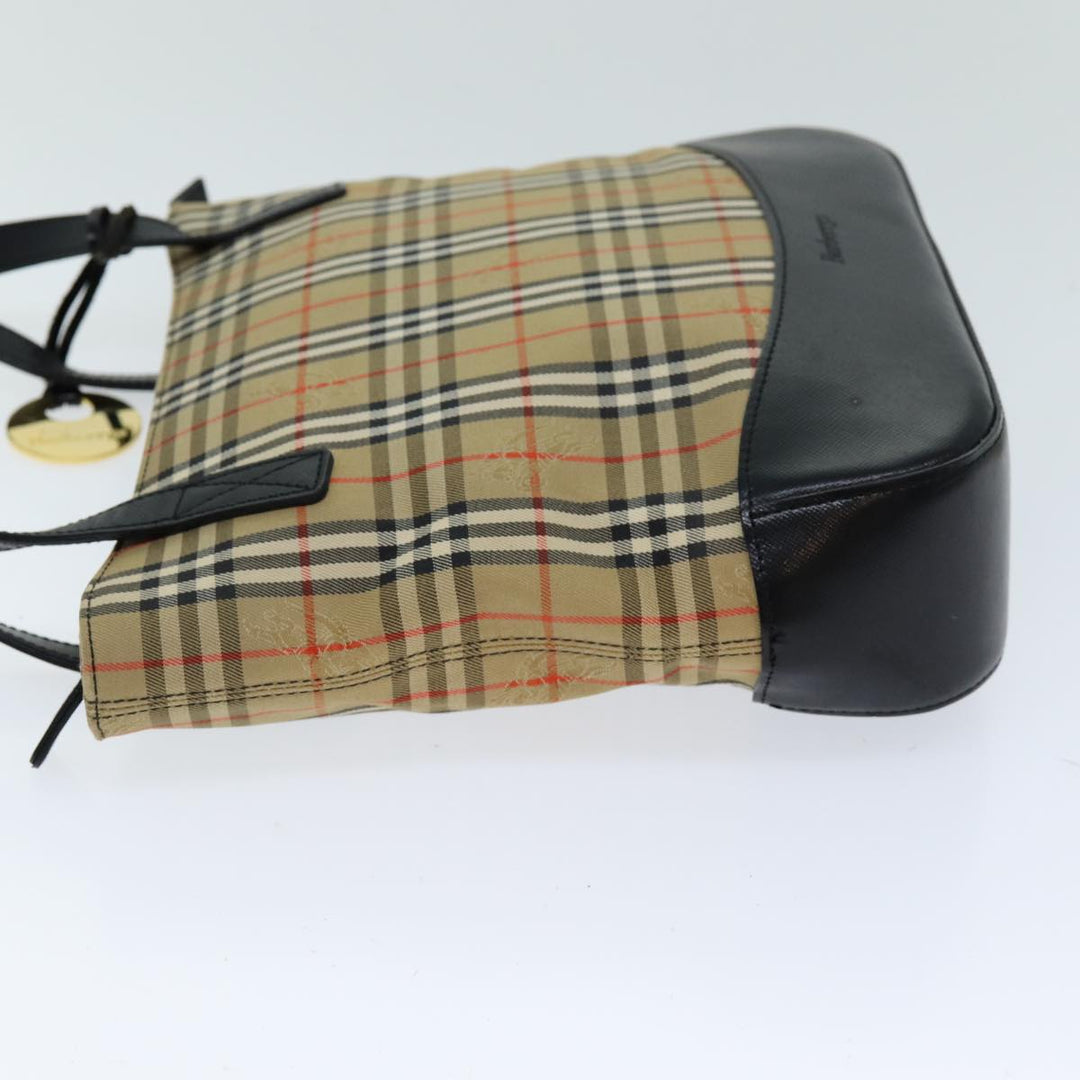 BurberrySs Nova Check Tote Bag Canvas Beige Black Auth ep4184