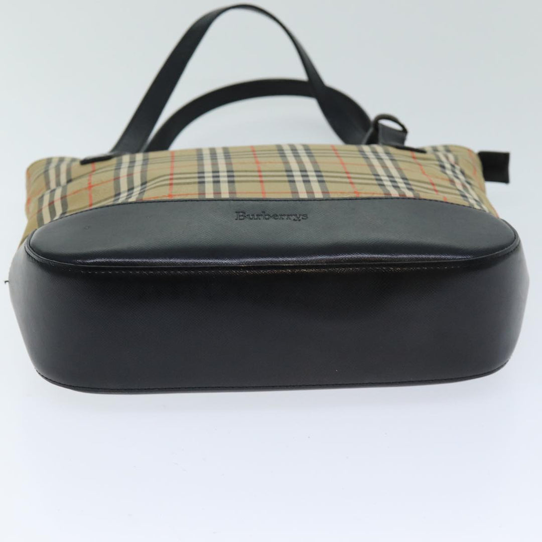 BurberrySs Nova Check Tote Bag Canvas Beige Black Auth ep4184