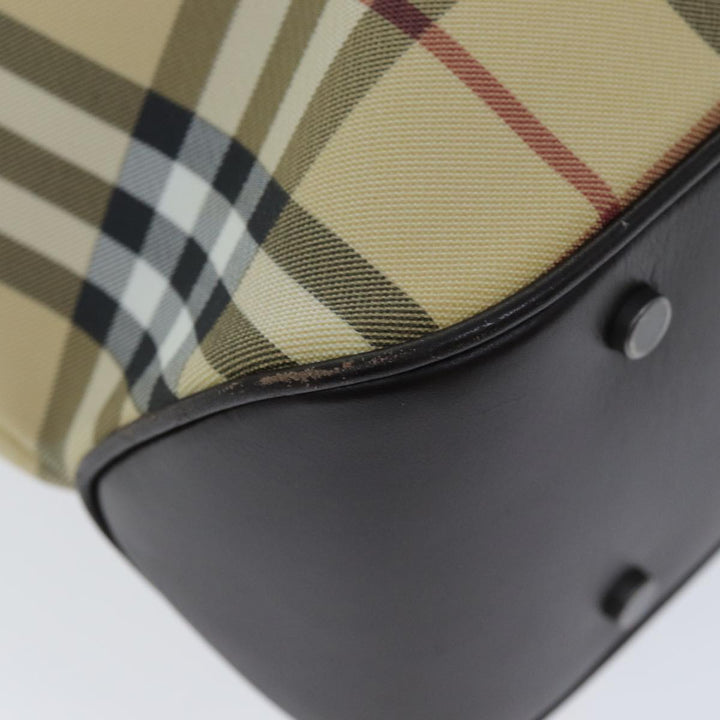 Burberry Nova Check Hand Bag PVC Leather Beige Dark Brown Auth ep4186