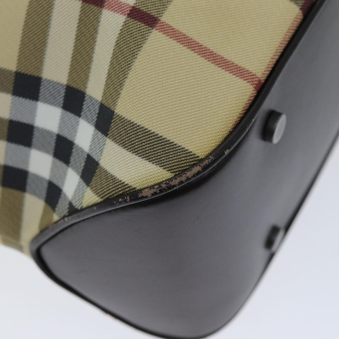 Burberry Nova Check Hand Bag PVC Leather Beige Dark Brown Auth ep4186