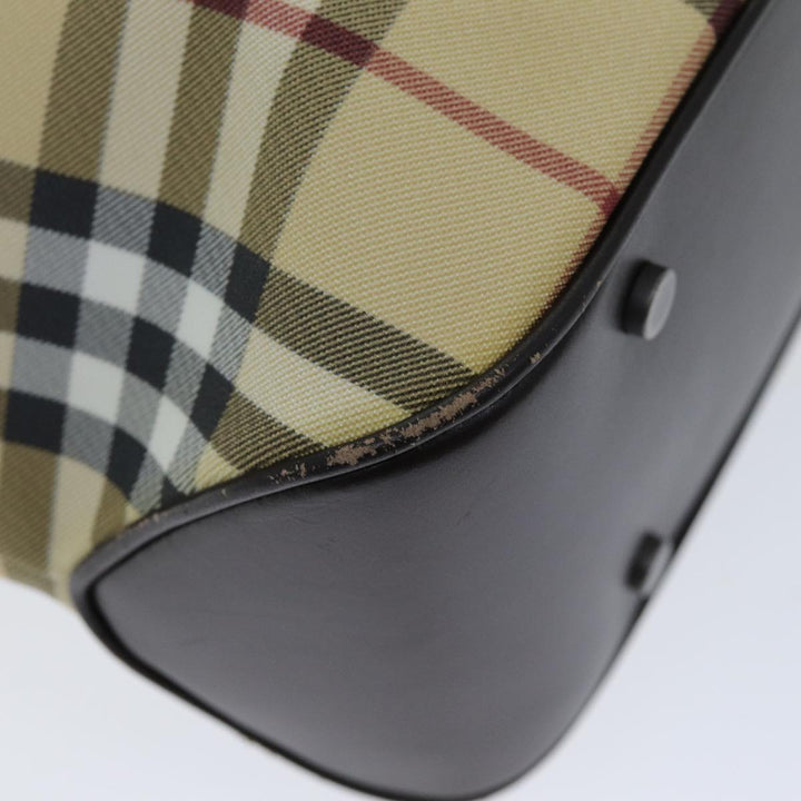 Burberry Nova Check Hand Bag PVC Leather Beige Dark Brown Auth ep4186