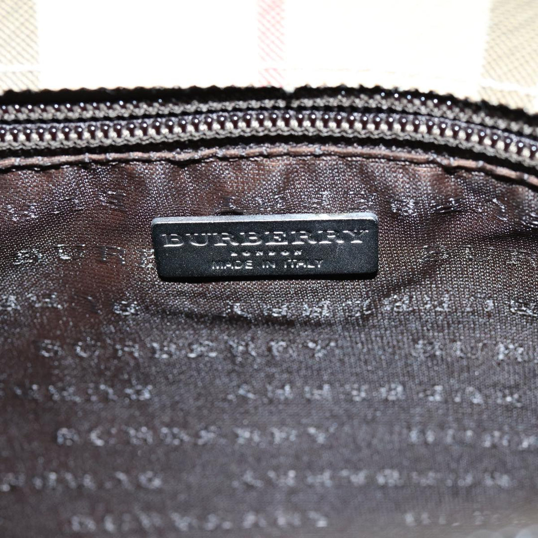 Burberry Nova Check Hand Bag PVC Leather Beige Dark Brown Auth ep4186