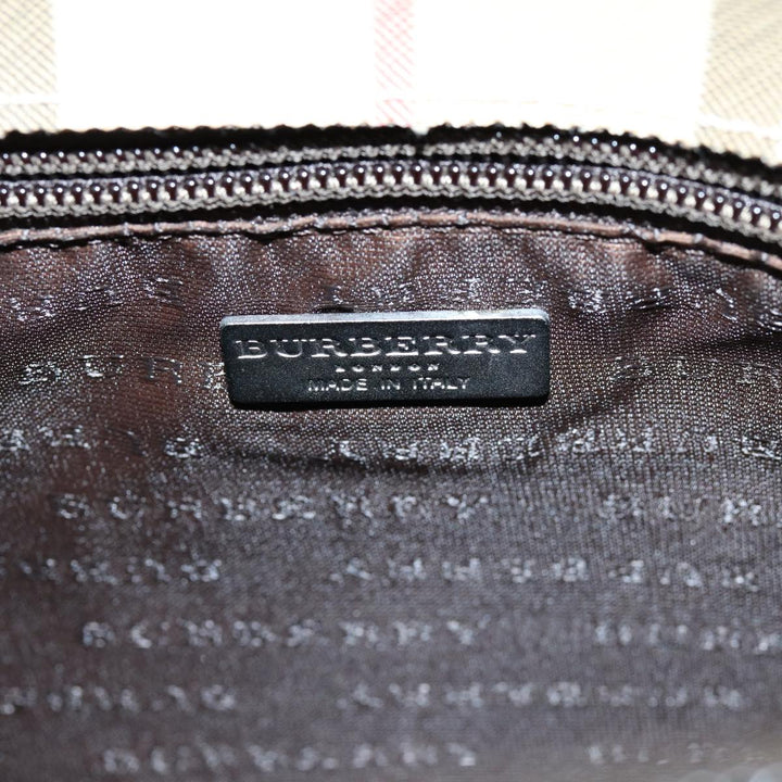 Burberry Nova Check Hand Bag PVC Leather Beige Dark Brown Auth ep4186