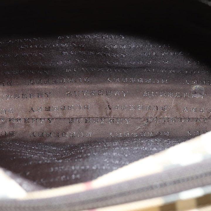 Burberry Nova Check Hand Bag PVC Leather Beige Dark Brown Auth ep4186