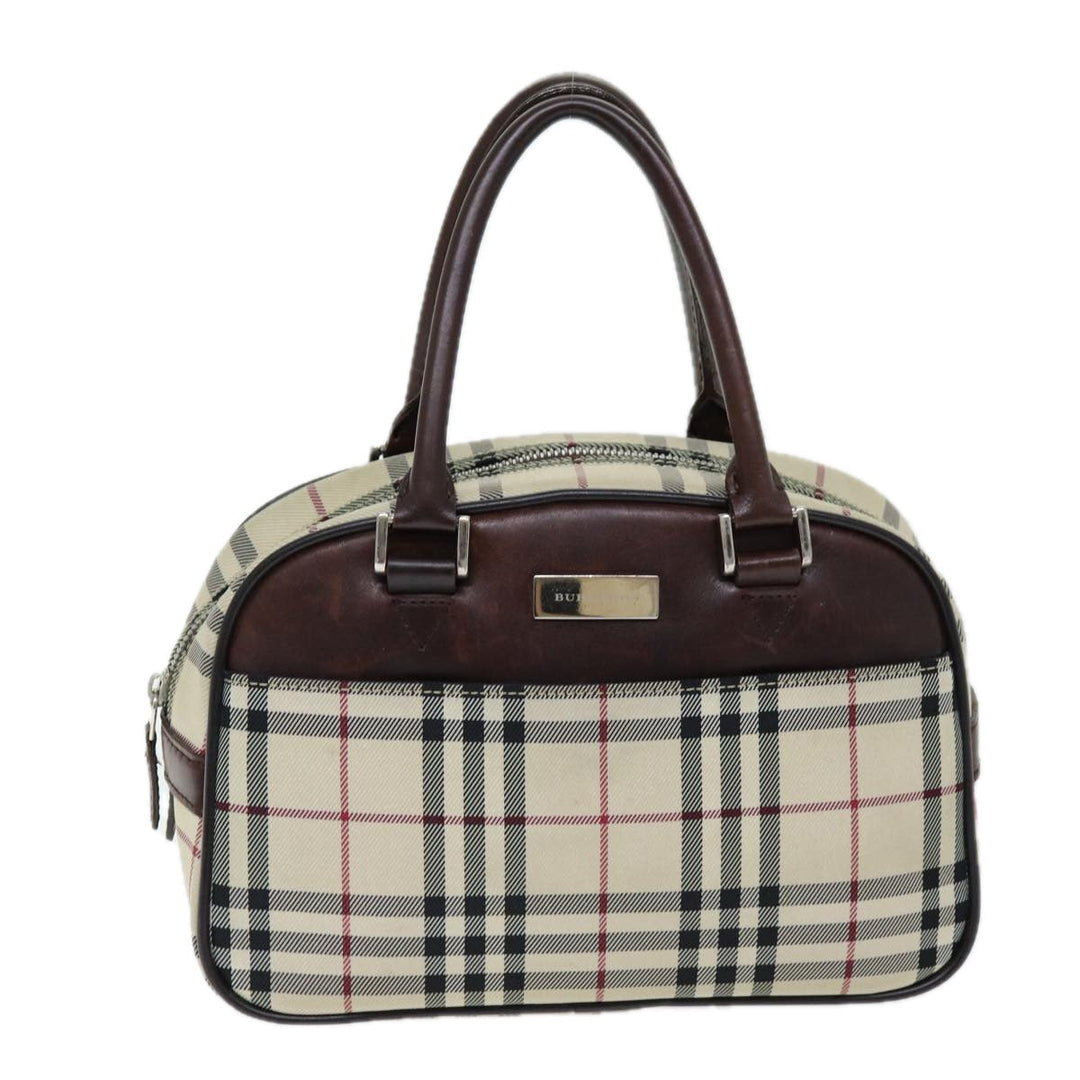 Burberry Hand Bag Canvas Beige Dark beige Auth ep4192