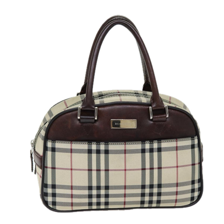 Burberry Hand Bag Canvas Beige Dark beige Auth ep4192