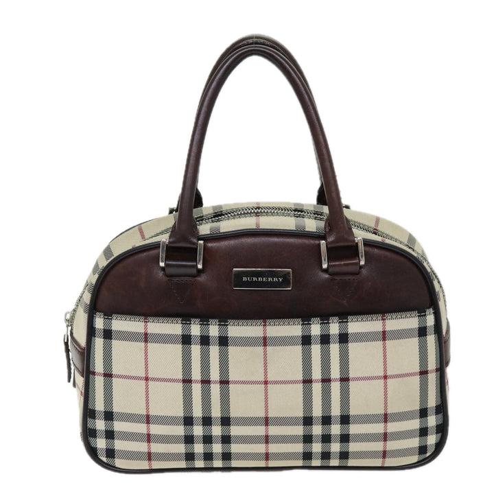 Burberry Hand Bag Canvas Beige Dark beige Auth ep4192