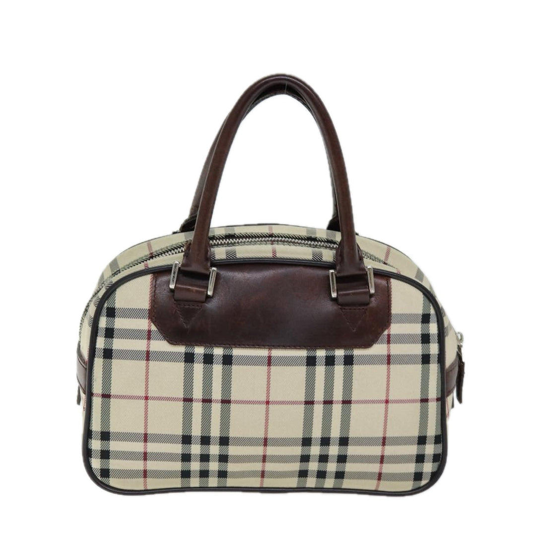 Burberry Hand Bag Canvas Beige Dark beige Auth ep4192