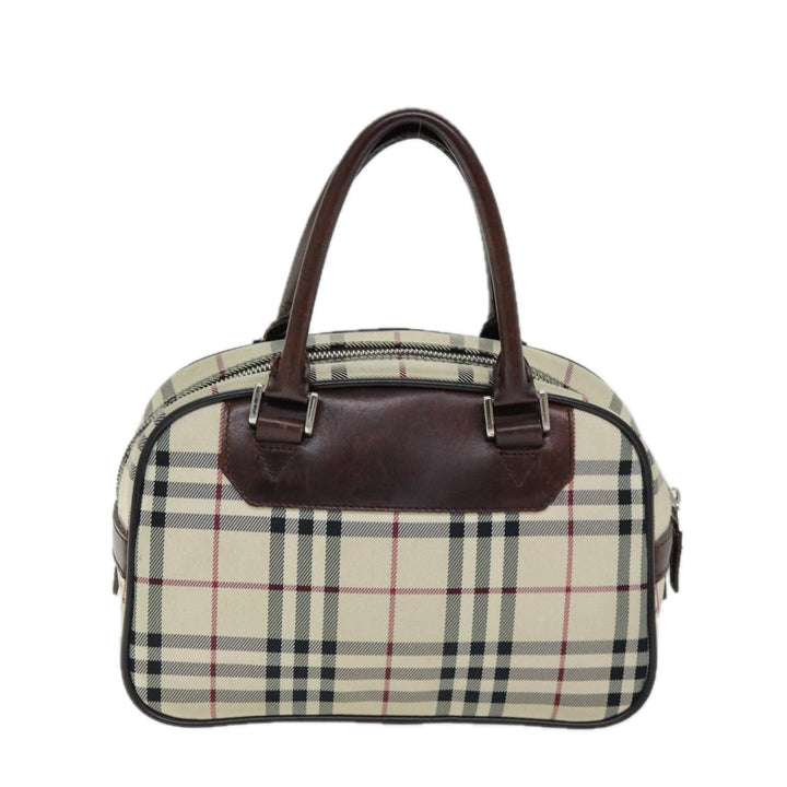 Burberry Hand Bag Canvas Beige Dark beige Auth ep4192