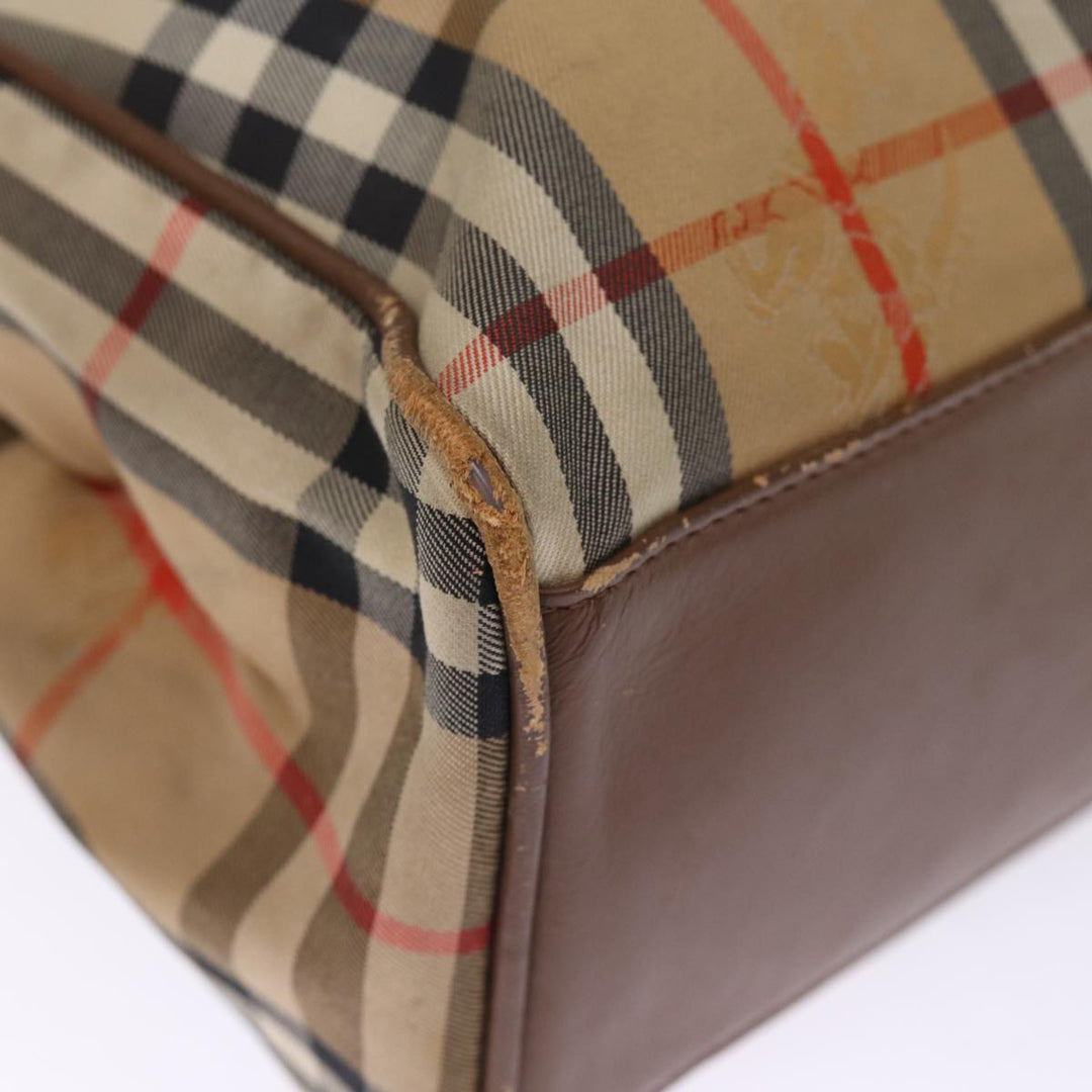 Burberry Nova Check Hand Bag Nylon Beige Auth ep4200