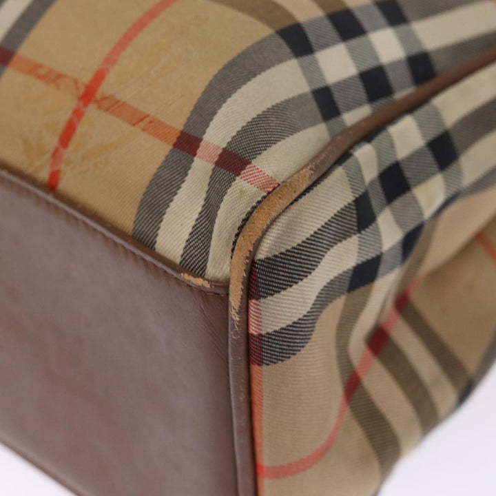 Burberry Nova Check Hand Bag Nylon Beige Auth ep4200