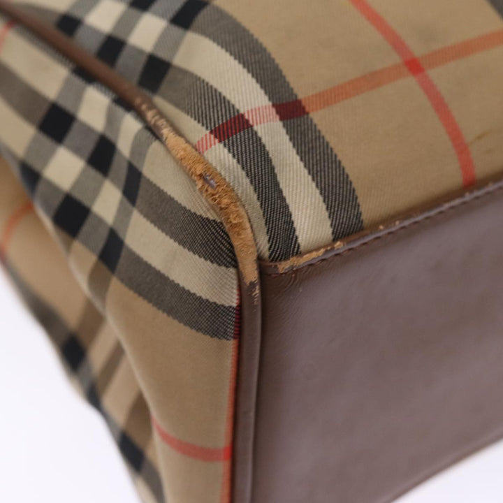 Burberry Nova Check Hand Bag Nylon Beige Auth ep4200