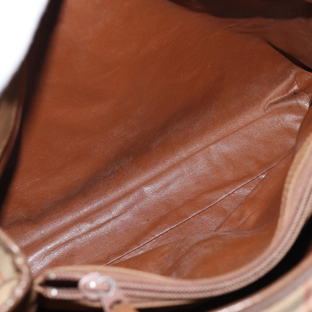Burberry Nova Check Hand Bag Nylon Beige Auth ep4200