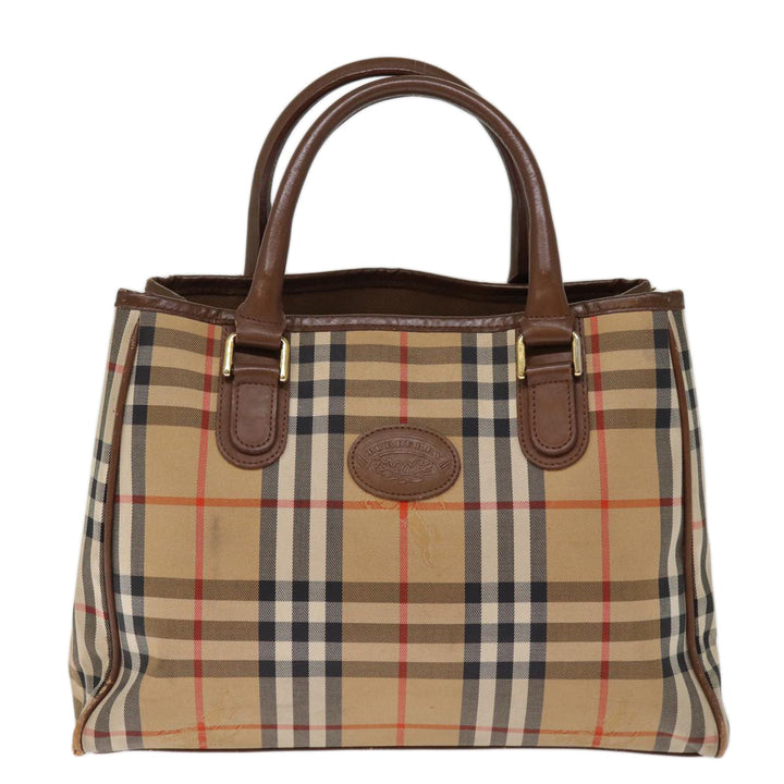 Burberry Nova Check Hand Bag Nylon Beige Auth ep4200