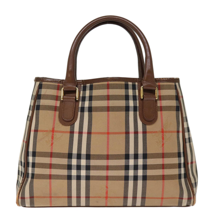 Burberry Nova Check Hand Bag Nylon Beige Auth ep4200
