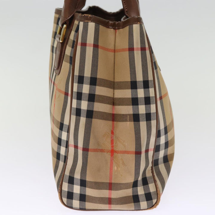 Burberry Nova Check Hand Bag Nylon Beige Auth ep4200