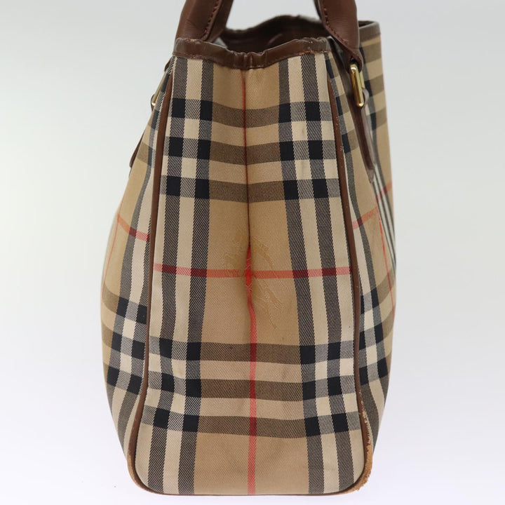 Burberry Nova Check Hand Bag Nylon Beige Auth ep4200
