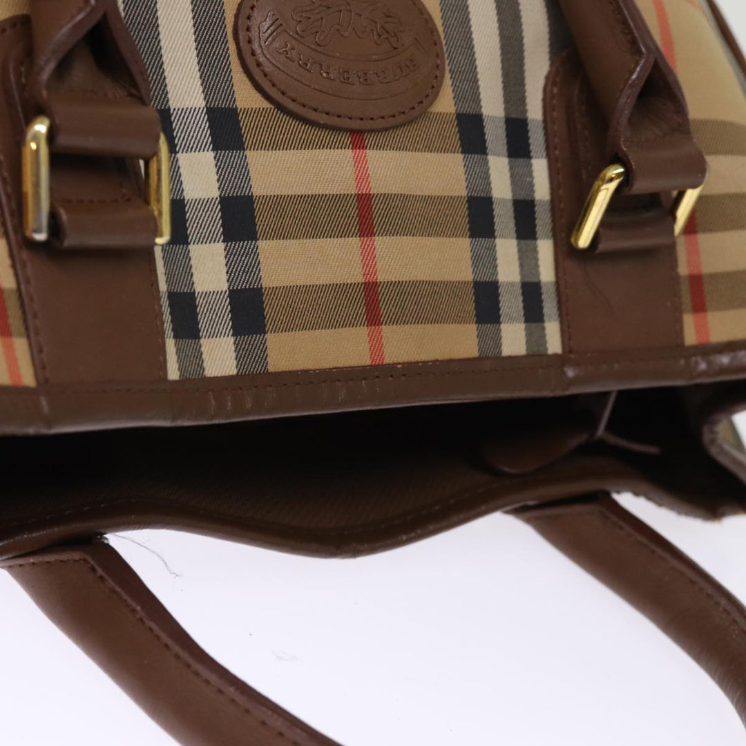 Burberry Nova Check Hand Bag Nylon Beige Auth ep4200