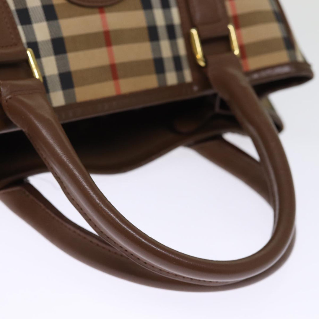 Burberry Nova Check Hand Bag Nylon Beige Auth ep4200