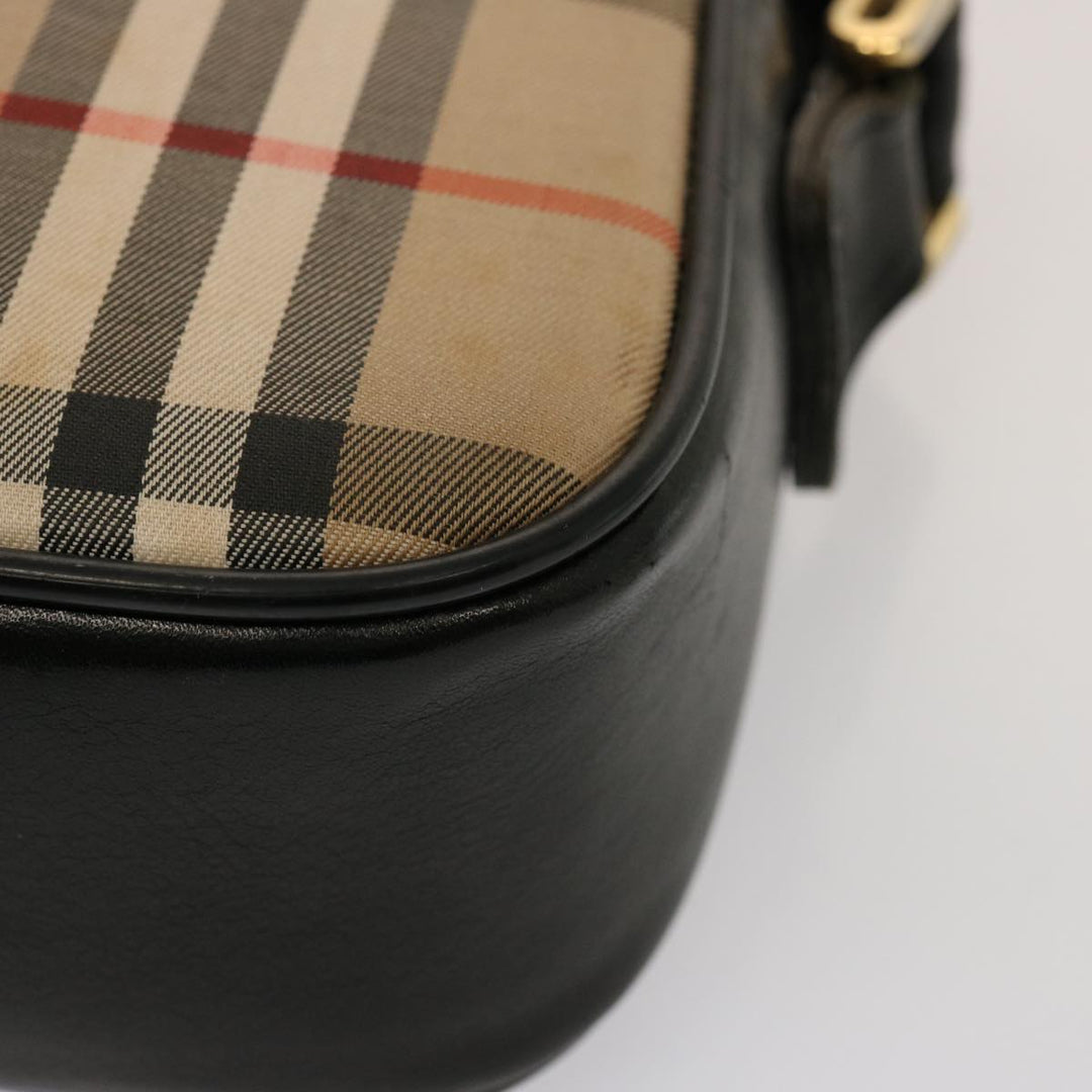 BurberrySs Nova Check Shoulder Bag Canvas Beige Black Auth ep4300