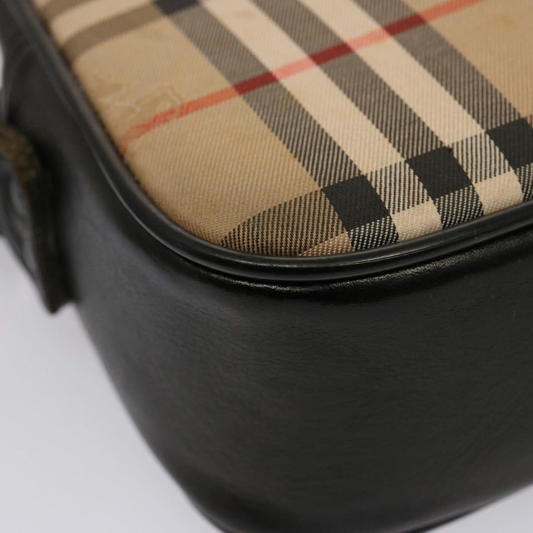 BurberrySs Nova Check Shoulder Bag Canvas Beige Black Auth ep4300