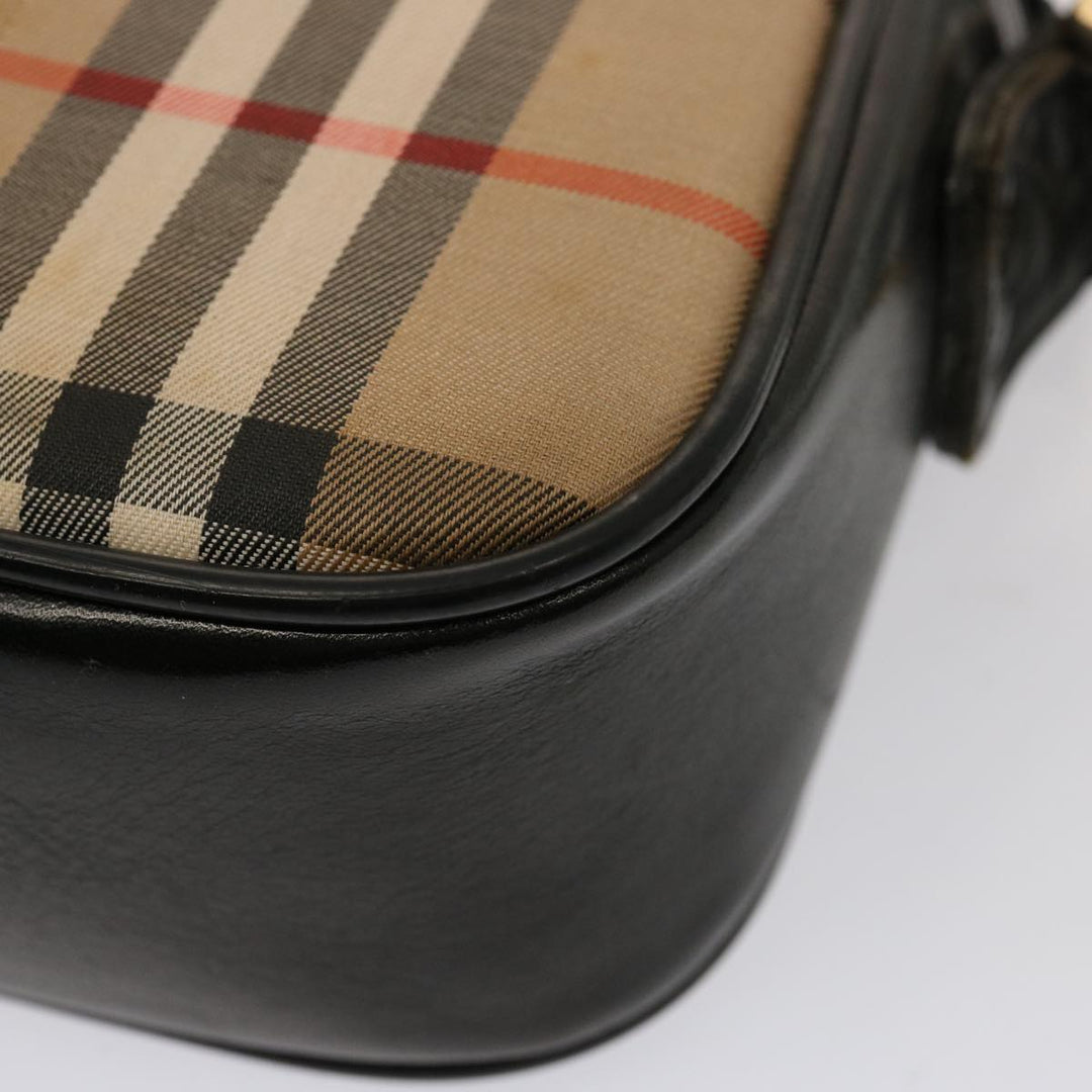 BurberrySs Nova Check Shoulder Bag Canvas Beige Black Auth ep4300