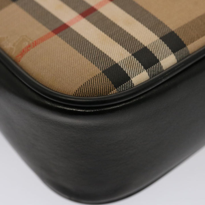 BurberrySs Nova Check Shoulder Bag Canvas Beige Black Auth ep4300