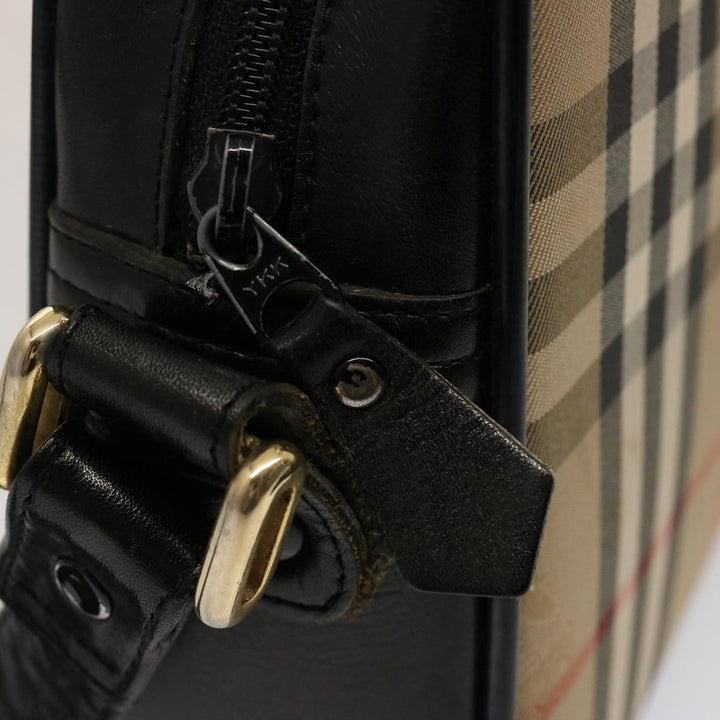 BurberrySs Nova Check Shoulder Bag Canvas Beige Black Auth ep4300