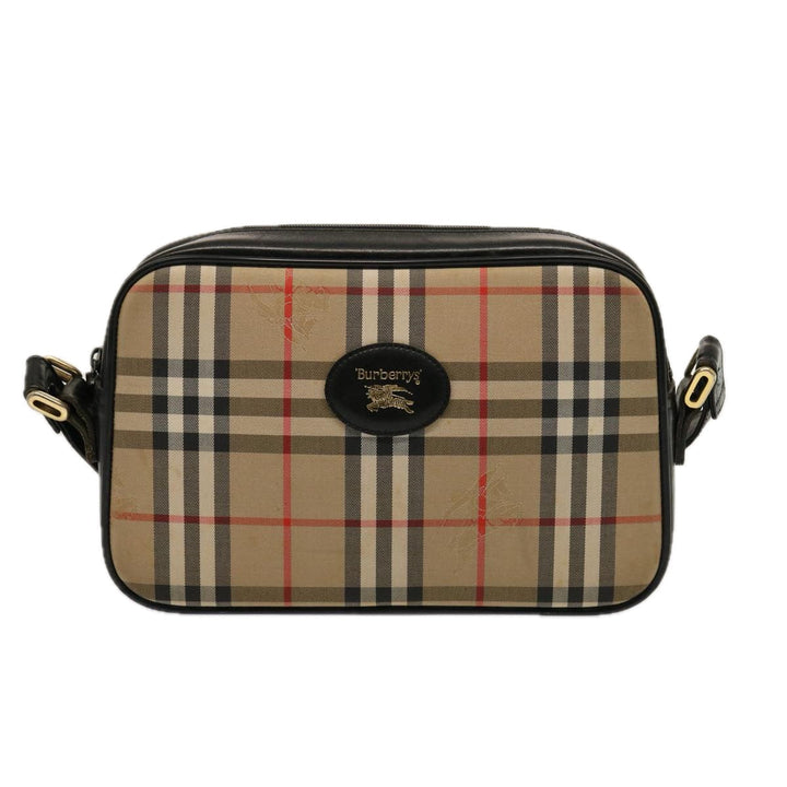 BurberrySs Nova Check Shoulder Bag Canvas Beige Black Auth ep4300