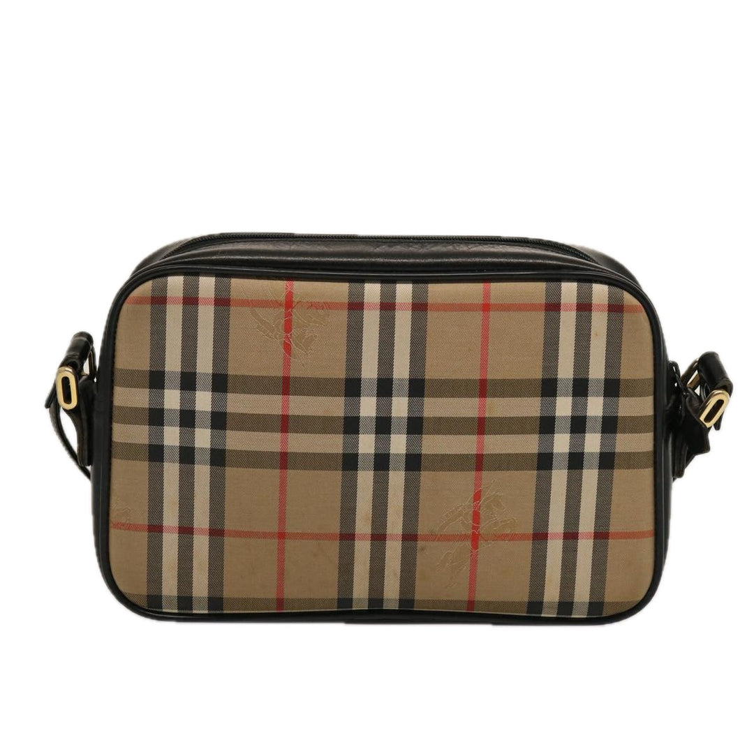 BurberrySs Nova Check Shoulder Bag Canvas Beige Black Auth ep4300